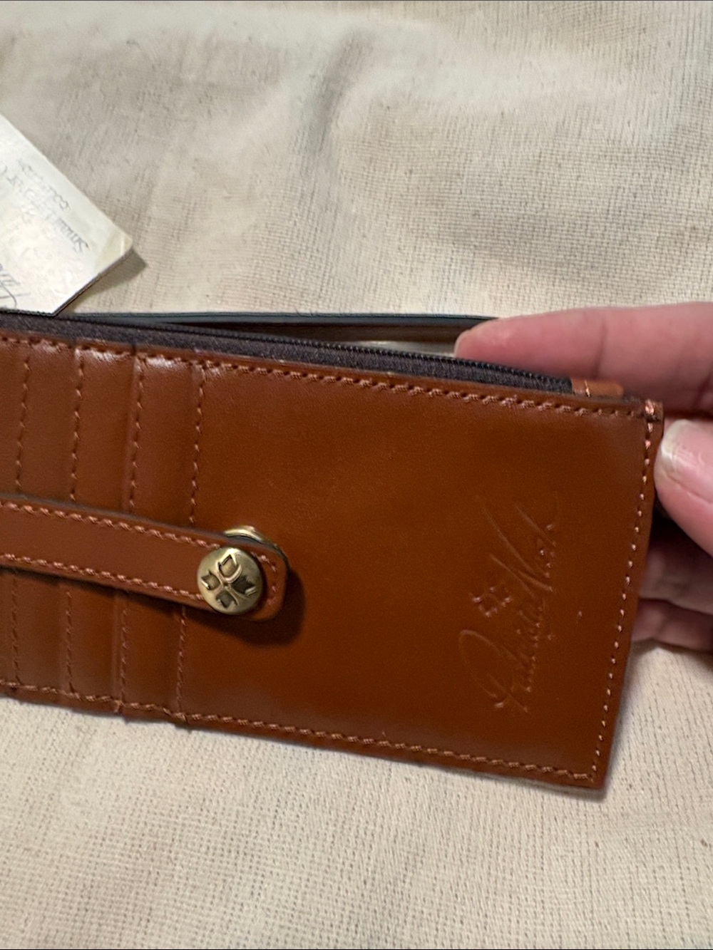 NWT Patricia Nash Brown Leather Heather Card Zip RFID Wristlet Wallet - Picture 3 of 6